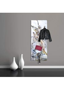 Garderobenleiste queence "Marlik", gold (goldfarben, wei&szlig;), B:50cm H:120cm T:3cm, Acrylglas, Edelstahl, Garderobenhalter, Garderobenleiste, Wanddeko, Wandgarderobe, Marmor