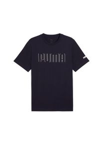 T-Shirt Puma "SPORT GRAPHIC TEE", Herren, Gr. XL, blau (new navy), Jersey, Obermaterial: 100% Baumwolle, unifarben, regular fit normal, Rundhals, Shirts T-Shirt, Regular Fit, Kurzarm, Grafik als Gummiprint auf Brust und &Auml;rmeln