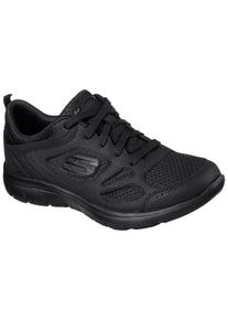 Sneaker Skechers "SUMMITS-SUITED", Damen, Gr. 40, schwarz, Leder, Textil, Schuhe Sneaker, Freizeitschuh, Trainingsschuh, Schn&uuml;rschuh mit weicher Polsterung