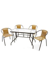 Garten-Essgruppe Vcm "3-tlg. Set Gartenm&ouml;bel Sitzgruppe Tisch Stuhl", gelb, Obermaterial: 100% Metall MT., Sitzm&ouml;bel-Sets, Garten-Essgruppe