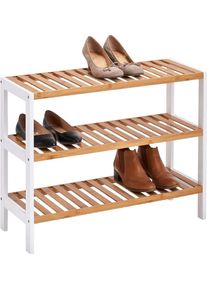 Schuhregal zeller PRESENT, wei&szlig; (wei&szlig;, natur), B:70cm H:54cm T:26cm, Bambus, Regale, Schuhregal, n&uuml;tzliche und modernes Schuhregal, Topseller