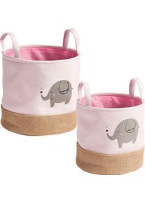 Aufbewahrungskorb zeller PRESENT "Elefant", rosa, B:25cm H:25cm &Oslash;:25cm, Polyester, Aufbewahrungsboxen, Aufbewahrungskorb, Niedliches Elefanten Tiermotiv