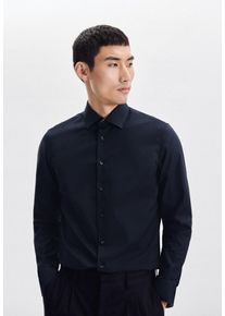 Businesshemd Seidensticker "X-Slim", Herren, Gr. M (39), normale &Auml;rmell&auml;ngen, blau (dunkelblau), 100% Baumwolle, unifarben, skinny fit, 2-Knopf-Manschette, Hemden Businesshemd, X-Slim 1/1 Kentkragen Uni