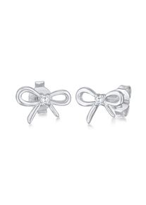 Paar Ohrstecker Elli "Ohrringe Schleife Zirkonia Romantik 925 Silber" Gr. 7, silber, Ohrringe, Damen, mit Stein, Silber 925 (Sterlingsilber), Paar Ohrstecker