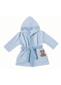 Babybademantel Egeria "Teddy Bear" Gr. 92, blau (hellblau), L:53cm, Walkfrottee, Hausm&auml;ntel, Babybademantel, mit Kapuze und kleiner Stickerei, Organic Cotton