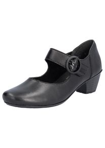 Spangenpumps Rieker, Damen, Gr. 38, schwarz, Leder, Lederimitat, unifarben, Schuhe Spangenpumps, Festtagsschuh, Pumps, Trichterabsatz, mit Klettriemchen