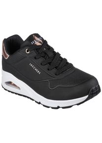 Sneaker Skechers "UNO GOLDEN AIR", Damen, Gr. 40, Textil, schwarz-wei&szlig; (schwarz, wei&szlig;), Lederimitat, Schuhe Sneaker, Freizeitschuh, Halbschuh, Schn&uuml;rschuh mit Metallic-Einsatz, Topseller