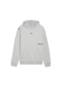 Kapuzensweatshirt Puma "M GRAPHIC FRENCH TERRY HOODIE", Herren, Gr. S, grau (light gray heather), Sweatware, Obermaterial: 70% Baumwolle, 30% Polyester, regular fit normal, angesetztes B&uuml;ndchen, Sweatshirts Kapuzensweatshirt, mit K&auml;ngurutasche, mit DryCELL Technologie, Regular Fit