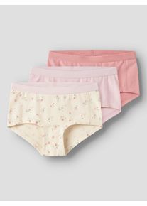Boxershorts name it "NKFHIPSTER 3P FLOWER NOOS", M&auml;dchen, Gr. 134/140, 3 Stk., rosa (turtledove pack:w, pale lila, mellow rose), Jersey, Obermaterial: 95% Baumwolle, 5% Elasthan, bedruckt, bequem, Unterhosen Boxershorts