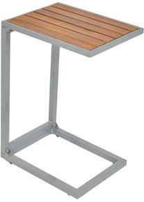 Beistelltisch Merxx, beige (natur, silber, natur), B:41,5cm H:41,5cm T:61cm, Aluminiumgestell mit Akazienholz, Tische, Beistelltisch, aus Akazienholz, BxTxH: 41,5x61x41,5 cm