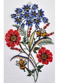 Fensterbild Stickereien Plauen "Fensterbild Blumen" Gr. 1, bunt, B:22cm H:31cm, Polyester, Fensterbilder, Fensterbild, Echte Plauener Spitze