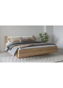 Bettgestell Home Affaire "Bitry, Breite 160 bzw. 180 cm, moderner Bettrahmen", beige (wildeiche, wildeiche, beige, wildeiche, beige), B:184cm H:86cm L:205cm, Betten, Bettgestell, Doppelbett in zwei Gr&ouml;ssen
