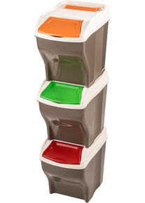 M&uuml;lltrennsystem BISCHOF BAMA "POKER 3 PLUS", grau (taupe), B:30cm H:37,5cm T:40cm, Polypropylen, M&uuml;lleimer, M&uuml;lltrennsystem, Fassungsverm&ouml;gen je 27 Liter, Made in Europe