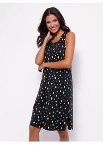 Sommerkleid "Sommerkleid", Damen, Gr. 48/50, Normalgr&ouml;&szlig;en, bunt (schwarz, gelb, bedruckt), 100% Baumwolle, gemustert, mehrfarbig, kurz, Rundhals, Kleider Sommerkleid