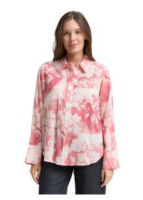 Hemdbluse Tom Tailor, Damen, Gr. 36, rosa (rot brushed flow), Web, Obermaterial: 53% Baumwolle, 47% Modal, bedruckt, gemustert, regular fit Po-bedeckend, Manschette, Blusen Hemdbluse, mit Muster