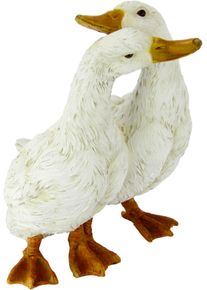 Dekoobjekt I.GE.A. "G&auml;nsepaar", wei&szlig;, B:18cm H:27cm, Polyresin, Dekofiguren, Dekoobjekt, 2er Set 3 K&uuml;ken Balkon Deko Wintergarten Teich Garten Tierfigur