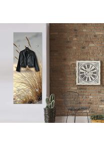 Garderobenleiste queence "Sylt", beige, B:50cm H:120cm T:5cm, Edelstahl, Garderobenhalter, Garderobenleiste, Wand Garderobe, Strand, Gr&auml;ser, D&uuml;ne, platzsparend