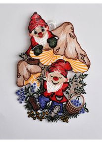 Fensterbild Stickereien Plauen "Waldwichtel", bunt, B:18cm H:27cm, Polyester, Fensterbilder, Fensterbild