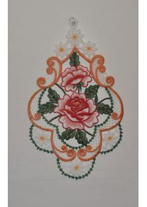 Fensterbild Stickereien Plauen "Rosen" Gr. 1, bunt, B:20cm H:32cm, Textil, Fensterbilder, Fensterbild