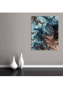 Garderobenleiste queence "Azalea", blau (t&uuml;rkis, bronze), B:100cm H:120cm T:3cm, Acrylglas, Edelstahl, Garderobenhalter, Garderobenleiste, Federn, Garderobe, Wandgarderobe, deko