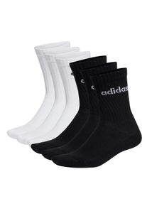 Kurzsocken adidas originals "Socken Linear Crew Cushioned 6er Pack", Damen, Gr. 37-39, schwarz (schwarz, wei&szlig;), Obermaterial: 75% Baumwolle CO. 22% Polyester PES. 2% Elasthan EL. 1% Nylon NY., Socken Kurzsocken