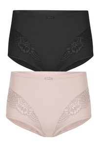 Miederslip SuSa "2er Pack Miederslip London", Damen, Gr. 40, Stoff, bunt (nude schwarz), Stoff, Obermaterial: 75% Polyamid PA. 25% Elasthan EL., Unterhosen Miederslip