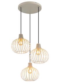 OTTO HOME H&auml;ngeleuchte "Yannic, H&auml;ngelampe Metall cremefarben, exkl. 3x E27 40W 230V", beige (cremefarben), 3, &Oslash; 50cm H: 120cm, 1 Stk., Leuchten, Kabel in PVC Schwarz k&uuml;rzbar, &oslash;: 500mm, H: 1200mm, H&auml;ngeleuchte