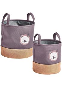 Aufbewahrungskorb zeller PRESENT "Hase", grau, B:25cm H:30cm &Oslash;:25cm, Polyester, Aufbewahrungsboxen, Aufbewahrungskorb, Niedliches Hasen Tiermotiv