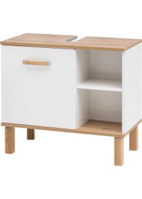Waschbeckenunterschrank Schildmeyer "Padua", wei&szlig; (wei&szlig;, eichefarben landhaus), B:65,2cm H:60,1cm T:35cm, Holzwerkstoff, Schr&auml;nke, Waschbeckenunterschrank, F&uuml;&szlig;e aus Massivholz