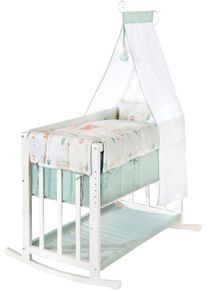 Stubenbett Roba "4in1, Woodland Buddies", Baby, Gr. Liegefl&auml;che B/L: 45cm x 95cm, kein H&auml;rtegrad, gr&uuml;n (woddland buddies), Babybetten Stubenbett