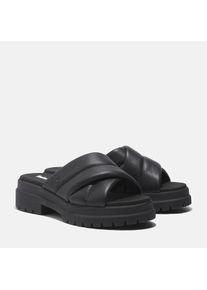 Sandale Timberland "London Vibe SLIDE SANDAL", Damen, Gr. 42 (11), schwarz (blk full gra), Leder, Schuhe Sandale