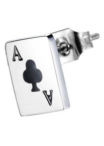 Single-Ohrstecker Firetti "Schmuck Geschenk Ohrschmuck einzeln Poker", schwarz (edelstahlfarben, schwarz), Ohrringe, Herren, Acryl Edelstahl, Acryl, Edelstahl, Single-Ohrstecker