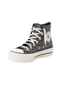 Sneaker Converse "CHUCK TAYLOR ALL STAR LIFT PLATFORM GLITTER", Damen, Gr. 37,5, schwarz (into the void, egret, schwarz), Textil, Schuhe Sneaker