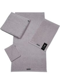Waschhandschuh Ross "Smart", grau (stein), B:16cm L:21cm, Frottier, Handt&uuml;cher, Waschhandschuh, Uni-Rippe mit Velourslabel