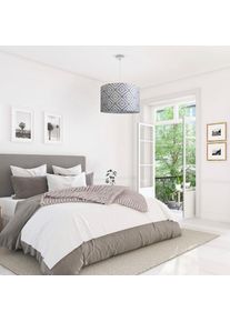 Paco Home Pendelleuchte "Hugo Stella", wei&szlig;, &Oslash; 45,5cm H: 27cm, Leuchten, Pendelleuchte Wohnzimmer Lampenschirm Stoff Rund Retro Vintage Textil, Pendelleuchte