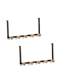 Garderobenleiste zeller PRESENT, schwarz, B:37,5cm H:18cm T:8cm, Holzwerkstoff, Metall, Garderobenhalter, Garderobenleiste, Aus Holz und Metall gefertigt