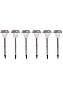 N&auml;ve LED Gartenleuchte N&Auml;VE "Gustav", silber (silberfarben), H:39cm &Oslash;:10,5cm, Leuchten, LED Gartenleuchte, 6er-Set LED Au&szlig;enleuchte mit Erdspie&szlig;