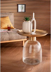 Beistelltisch PAROLI, transparent (glas, messing), B:50cm H:50cm T:50cm, Tische, Beistelltisch