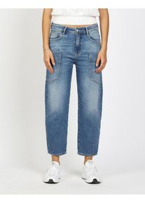 5-Pocket-Jeans Gang "94IDA WORKER", Damen, Gr. 29, N-Gr, light blau worn, Denim/Jeans, Obermaterial: 90% Baumwolle, 8% Polyester, 2% Elasthan, kn&ouml;chelfrei, Jeans 5-Pocket-Jeans, O-Shape mit aufgesetzten Taschen