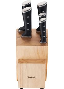 Messerblock Tefal "Ice Force", silber (edelstahlfarben), B:13,9cm H:40,5cm, Messerbl&ouml;cke, Messerblock, Eish&auml;rtung, dauerhafte Leistungsst&auml;rke, formsch&ouml;n, Edelstahl/Holz