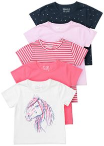 T-Shirt STACCATO "Pferd", M&auml;dchen, Gr. 104/110, wei&szlig;, Oberstoff: 100% Baumwolle., Rundhals, Shirts T-Shirt, 5-er Set