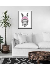 Bild queence "Lykke", rosa (farbe rahmen: schwarz, farbe bild(er): rosa, grau), B:30cm H:40cm, Acrylglas, Holz, Papier, Bilder, Bild, HD Premium Poster-Druck inkl. Holzrahmen