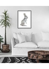Bild queence "Millie", grau (farbe rahmen: schwarz, farbe bild(er): grau), B:30cm H:40cm, Acrylglas, Holz, Papier, Bilder, Bild, HD Premium Poster-Druck inkl. Holzrahmen