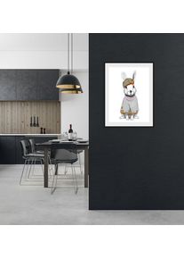 Bild queence "Leevi", bunt (farbe rahmen: schwarz, farbe bild(er): bunt), B:30cm H:40cm, Acrylglas, Holz, Papier, Bilder, Bild, HD Premium Poster-Druck inkl. Holzrahmen