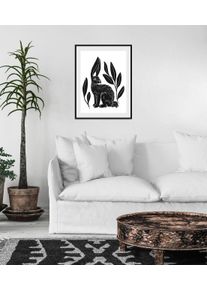 Bild queence "Aino", schwarz (farbe rahmen: schwarz, farbe bild(er): schwarz), B:30cm H:40cm, Acrylglas, Holz, Papier, Bilder, Bild, HD Premium Poster-Druck inkl. Holzrahmen