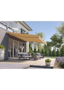 Gelenkarmmarkise Wismar Gr. 10, bunt (grau, blau, gelb), B:500cm, Polyacryl, Markisen, Gelenkarmmarkise, B: 500 cm, in versch. Ausf&auml;llen und Dessins