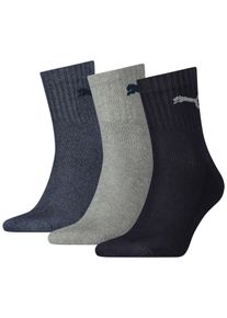 Sportsocken Puma "short crew", Herren, Gr. 35-38, blau (navy, grau, schwarz), Baumwollmischung, Elasthan, Polyamid, Polyester, unifarben, elastisch, Socken Sportsocken, gepolsterte Frottee-Sohle, atmungsaktiv, Topseller