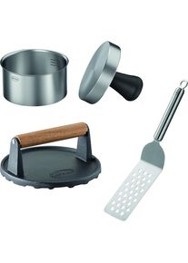 R&ouml;sle R&Ouml;SLE, Burgerpresse &raquo;Barbecue Burger Set All-In-One&laquo; 3-tlg., Burgerpresse PRO, BBQ-Gewicht und Burger Wender, silberfarben, Edelstahl 18/10, Gusseisen