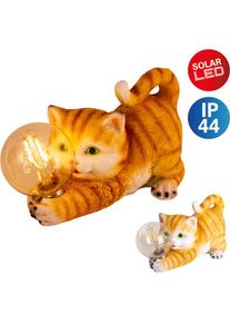 N&auml;ve n&auml;ve, LED Solarleuchte &raquo;Katze&laquo; 1 Stk. Warmwei&szlig; s&uuml;&szlig;e gestreifte Katze mit beleuchteter Kugel und warmwei&szlig;em Licht, braun,