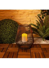 N&auml;ve n&auml;ve, LED Solarleuchte &raquo;Plasto&laquo; 1 Stk. Warmwei&szlig; Solar, Balkon Terrassen Lampe Tischlampe Flackereffekt Solarlampe, braun,